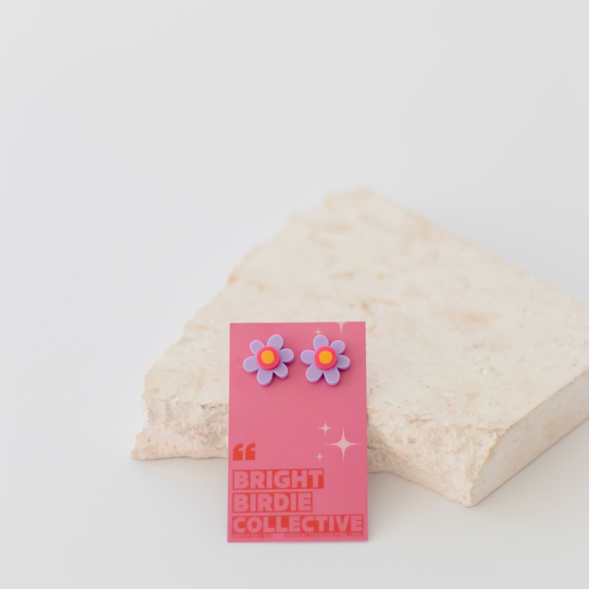 Gift Box Earrings Hervey Bay - Purple Daisy