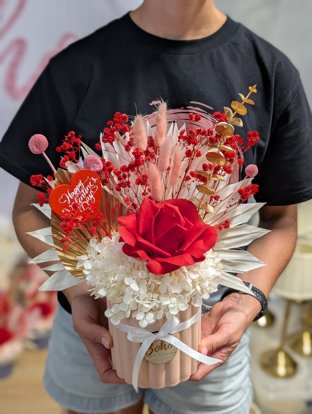 Valentine's Day Dried Flower Arrangement